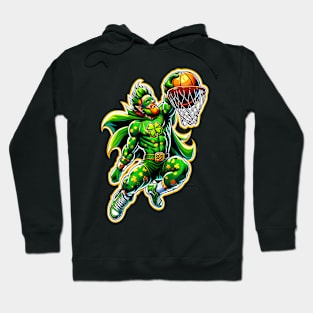 St Patrick's Day Irish Superhero Leprechaun Basketball Player Hoodie